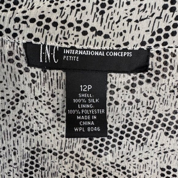 Vintage Y2K INC Silk Black White Lace Print Victorian Collar Long Sleeve Blouse - Picture 14 of 15